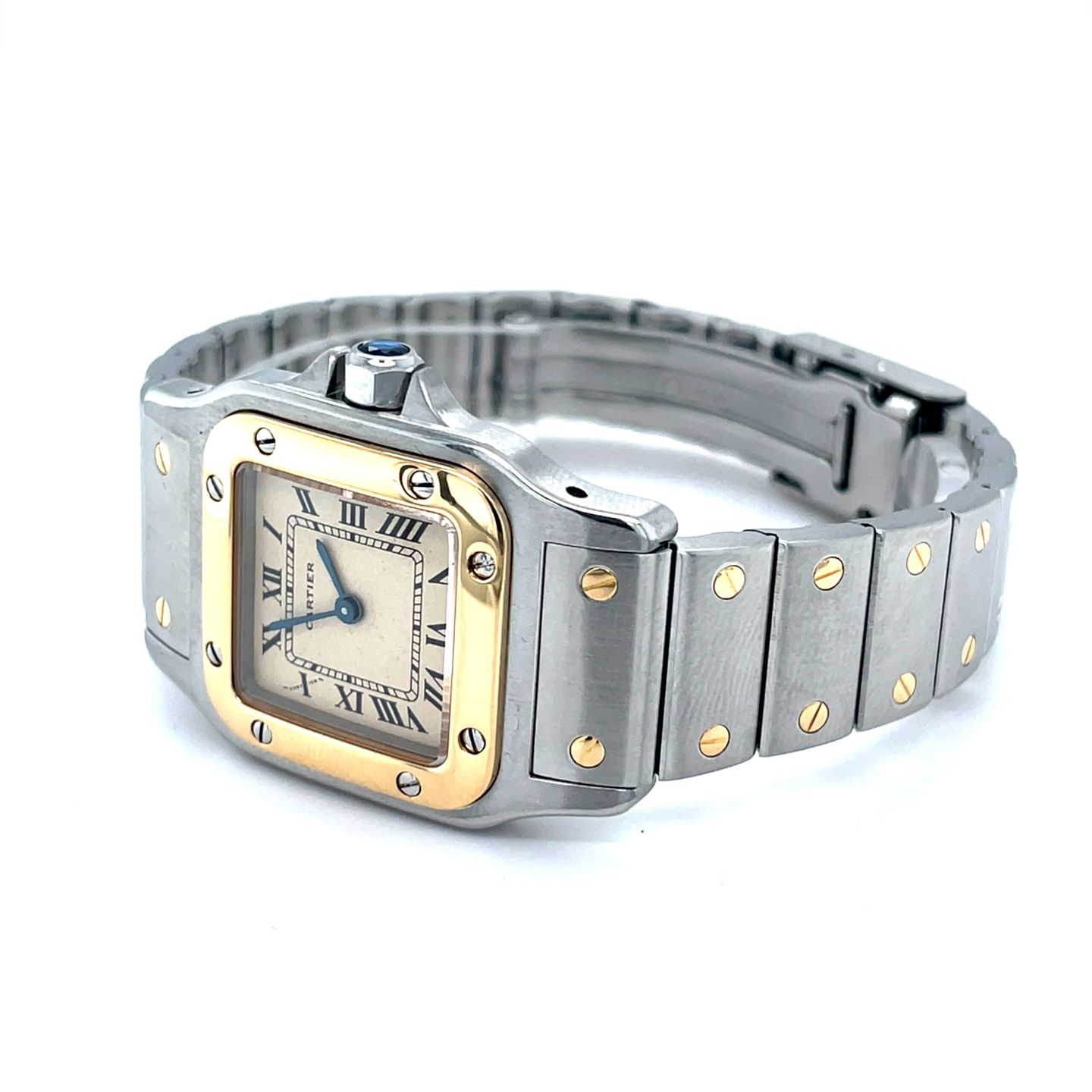 Cartier Santos 166930 (Unknown (random serial)) - White dial 24 mm Gold/Steel case (4/8)