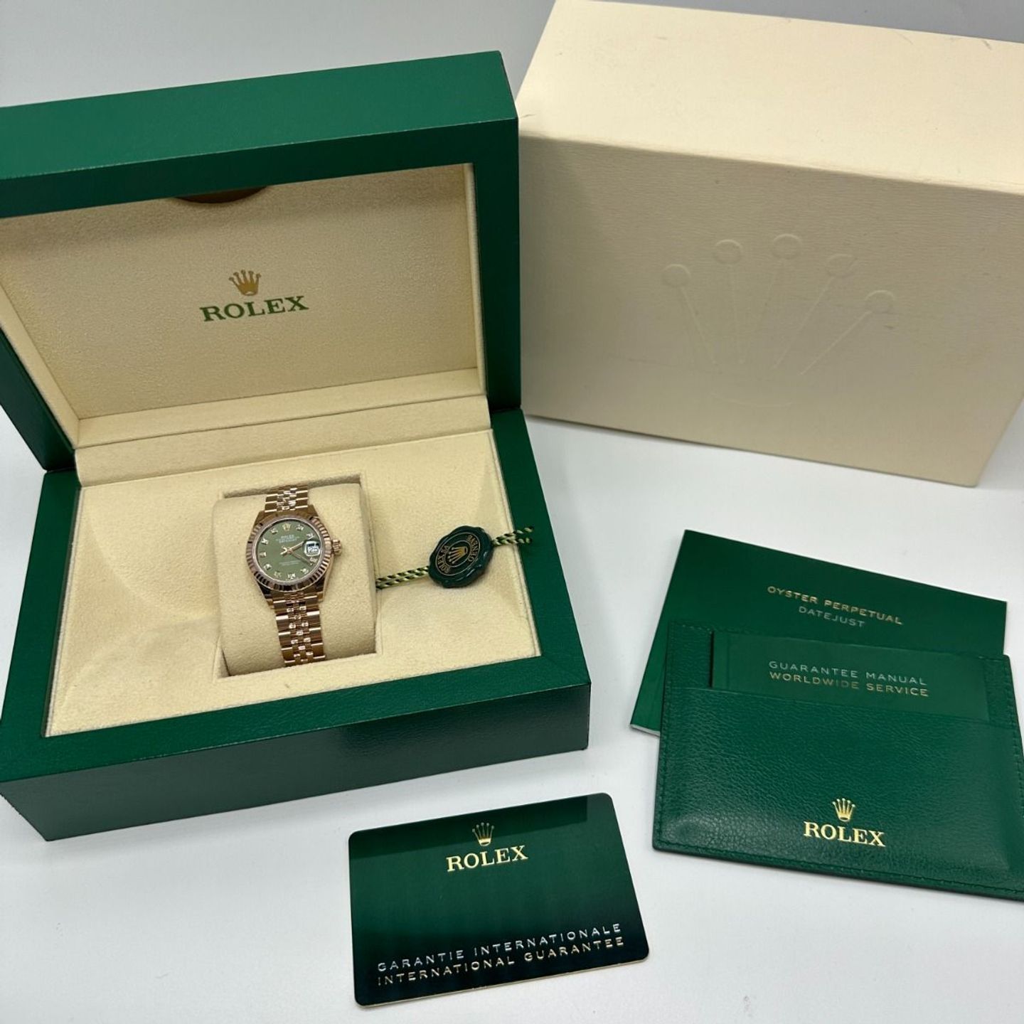 Rolex Lady-Datejust 279175 (2024) - Green dial 28 mm Rose Gold case (2/8)