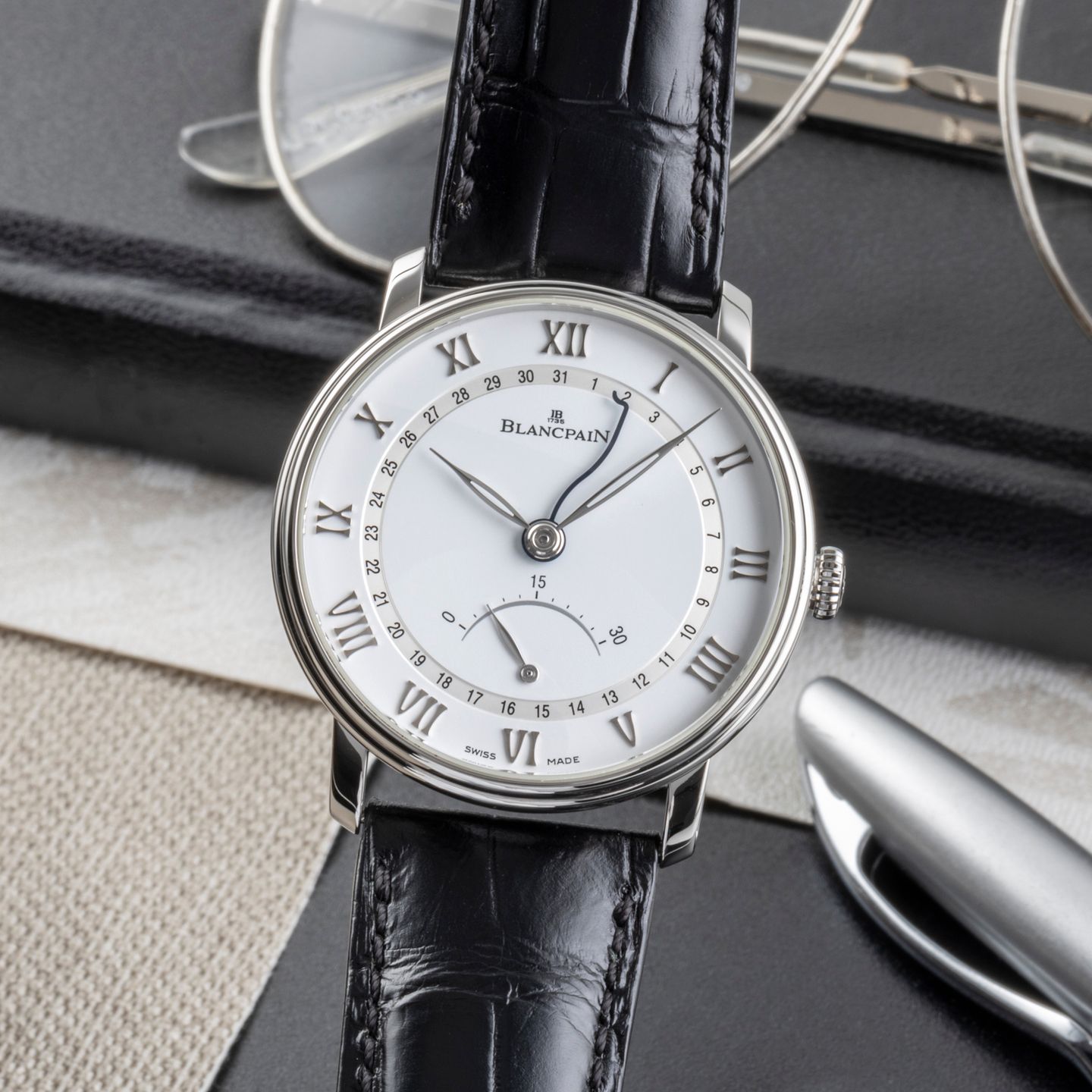 Blancpain Villeret Ultra-Slim 6653Q-1127-55B (Onbekend (willekeurig serienummer)) - Wit wijzerplaat 41mm Staal (3/8)