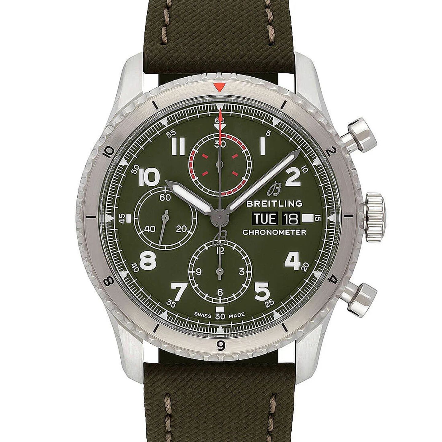 Breitling Aviator 8 A133161A1L1X2 (2023) - Green dial 43 mm Steel case (1/2)