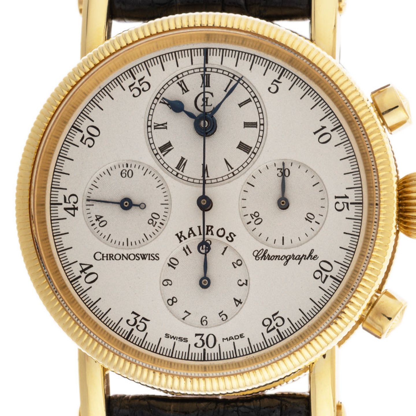 Chronoswiss Kairos CH-7221 (1990) - Silver dial 39 mm Yellow Gold case (1/7)