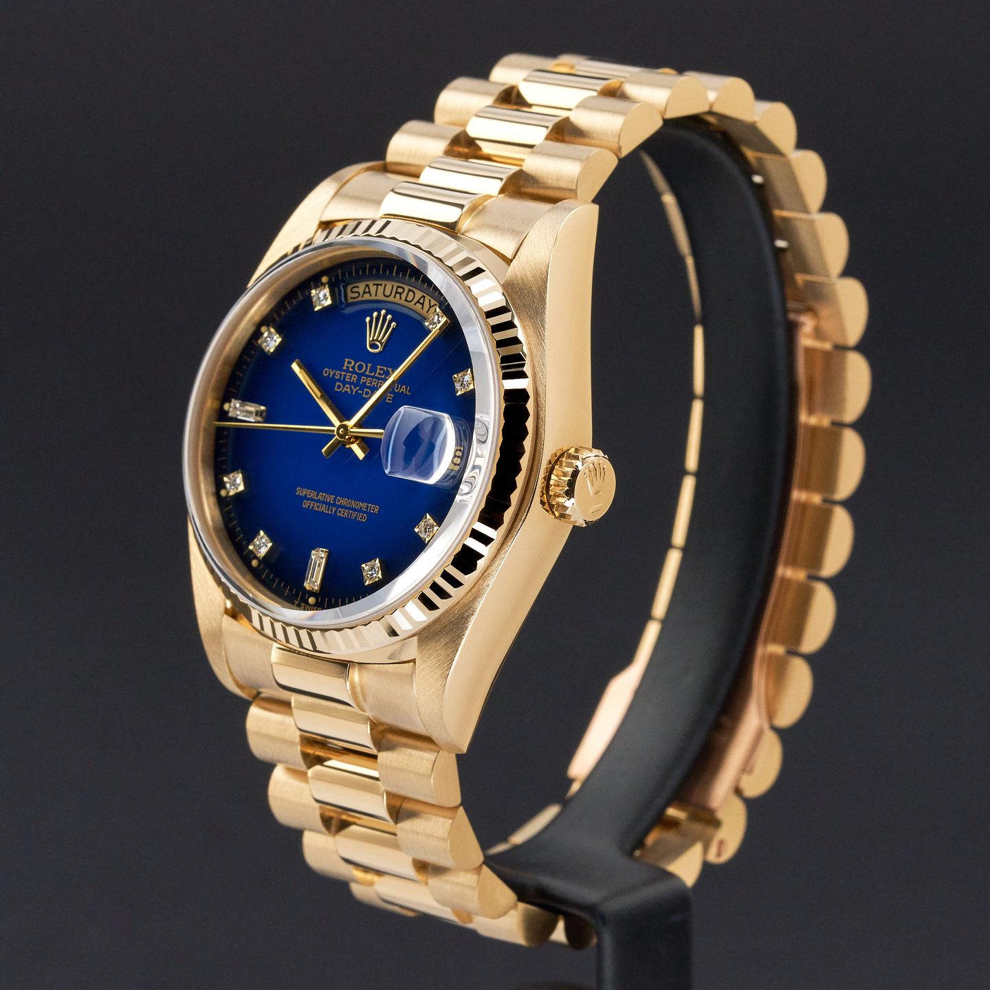 Rolex Day-Date 36 18038 (1981) - Blue dial 36 mm Yellow Gold case (4/8)