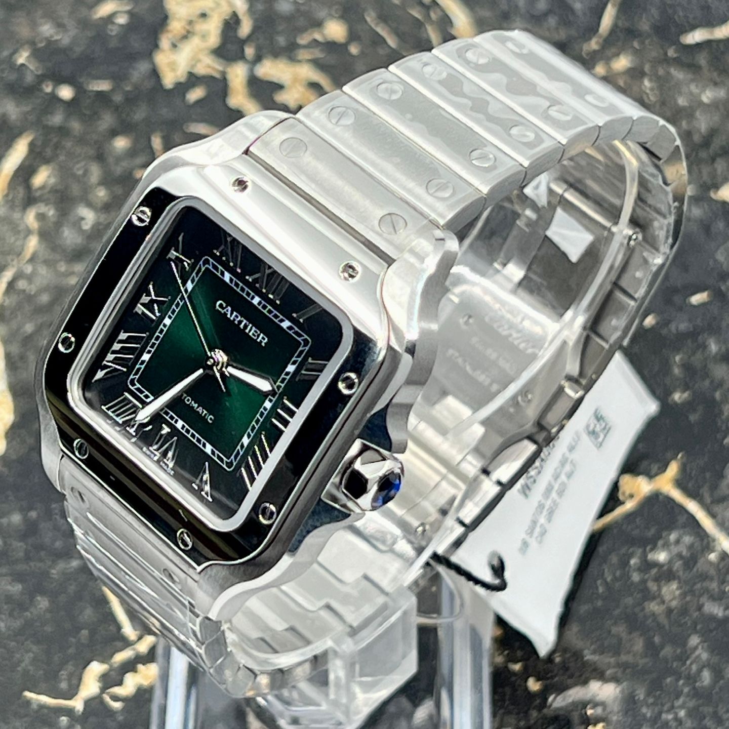 Cartier Santos WSSA0061 (2026) - Groen wijzerplaat 35mm Staal (6/8)