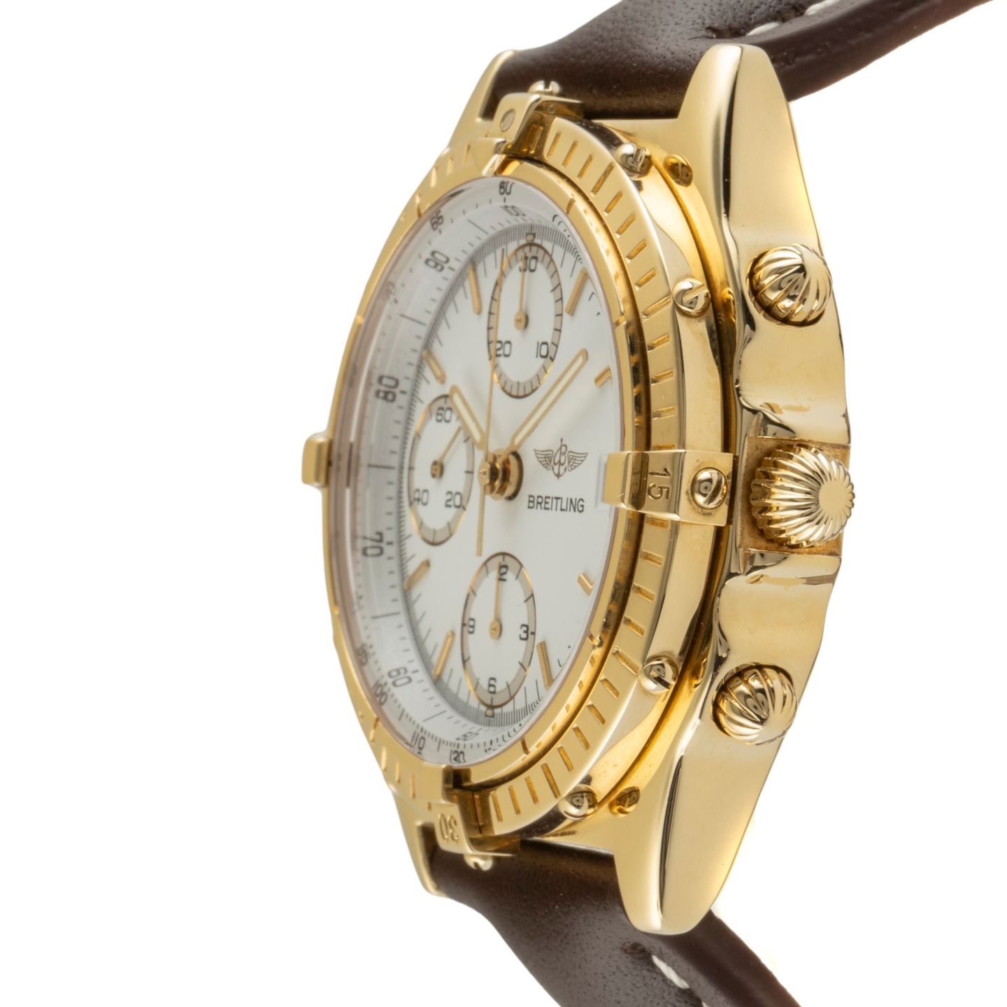 Breitling Chronomat 81950 (1992) - Silver dial 39 mm Yellow Gold case (6/8)