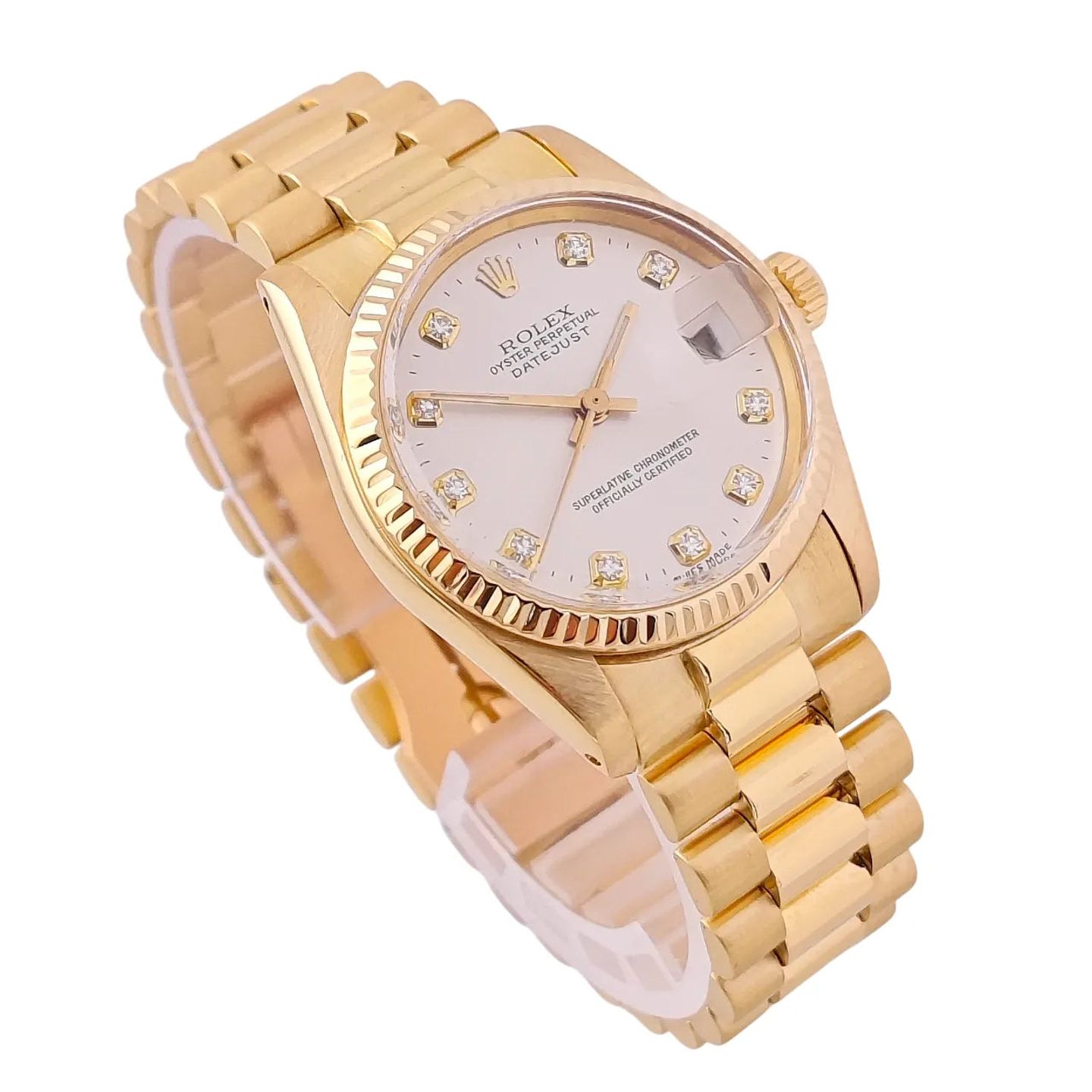Rolex Datejust 6827 (Unknown (random serial)) - Silver dial 31 mm Yellow Gold case (4/8)