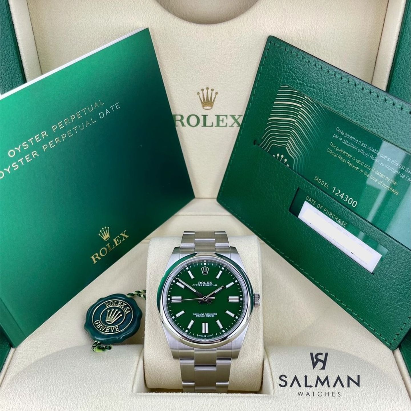 Rolex Oyster Perpetual 41 124300 (2023) - Green dial 41 mm Steel case (4/4)