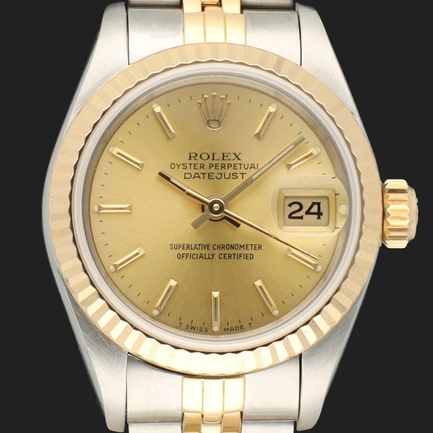 Rolex Lady-Datejust 69173 (Unknown (random serial)) - Champagne dial 26 mm Gold/Steel case (2/8)