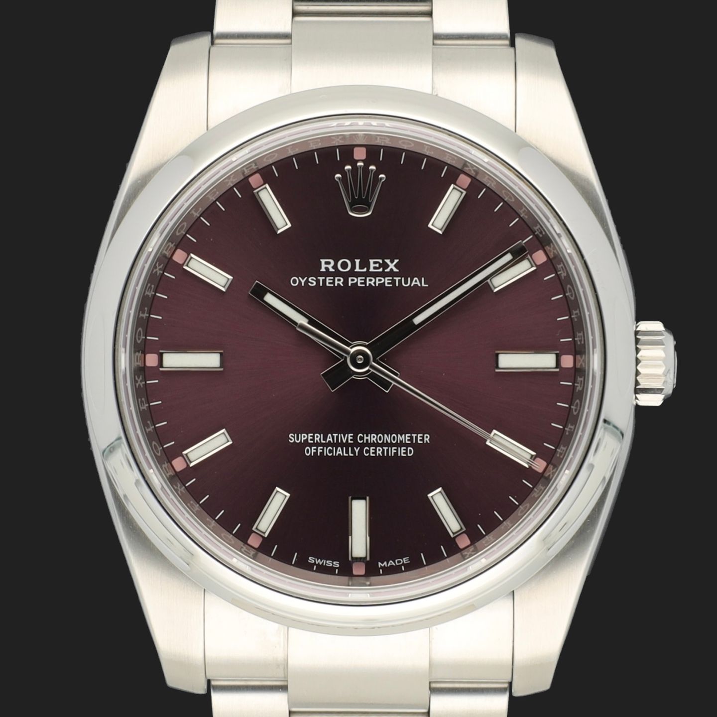 Rolex Oyster Perpetual 34 114200 (2016) - Paars wijzerplaat 34mm Staal (3/8)