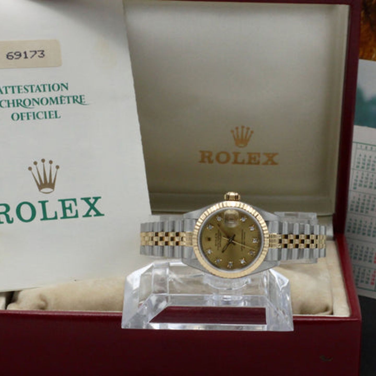 Rolex Lady-Datejust 69173 (1988) - Gold dial 26 mm Gold/Steel case (3/7)