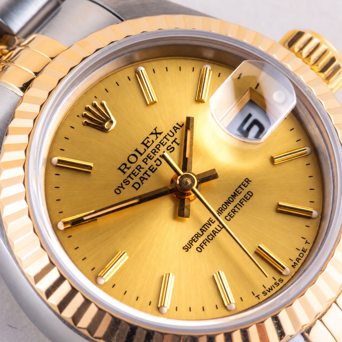 Rolex Lady-Datejust 69173 (1991) - Champagne dial 26 mm Gold/Steel case (2/8)