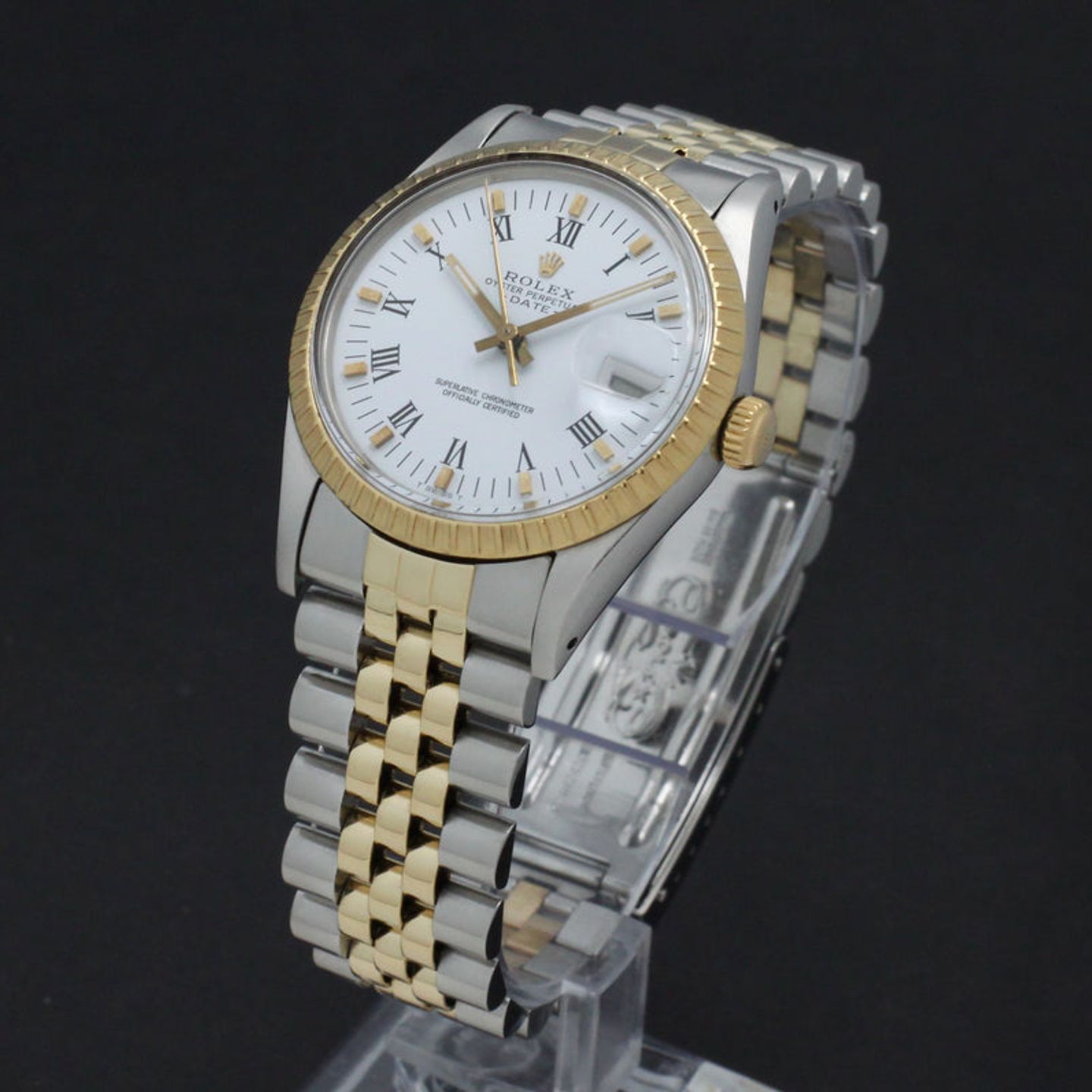 Rolex Oyster Perpetual Date 15053 (1981) - White dial 34 mm Gold/Steel case (4/7)