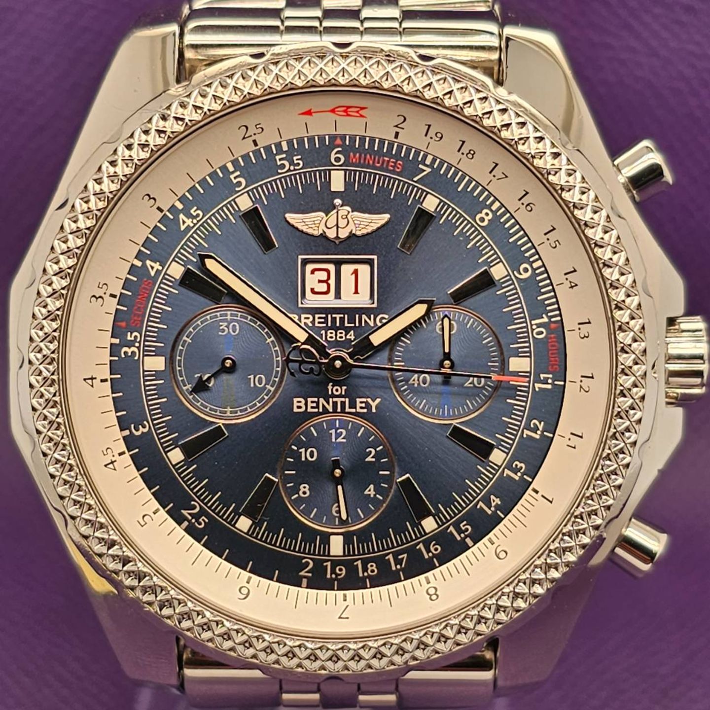 Breitling Bentley 6.75 A44362 (Onbekend (willekeurig serienummer)) - Blauw wijzerplaat 48mm Staal (4/5)