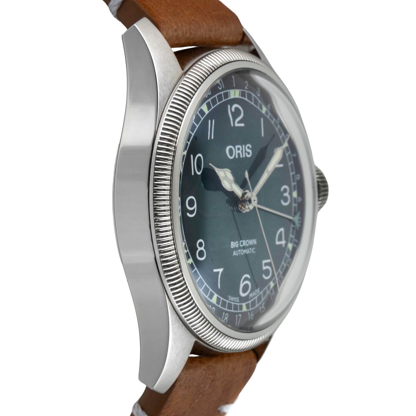 Oris Big Crown Pointer Date 01 754 7779 4067-Set (Unknown (random serial)) - Green dial 38 mm Steel case (7/8)