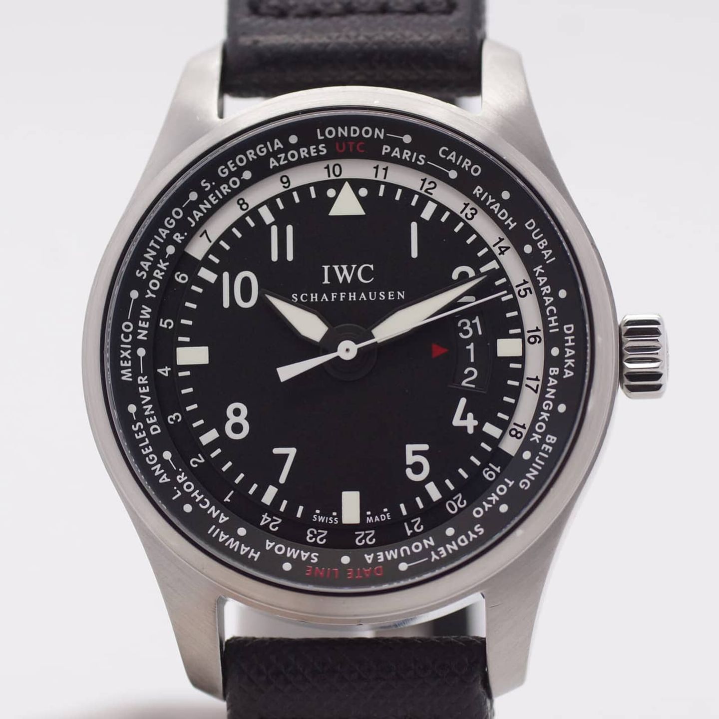 IWC Pilot Worldtimer IW326201 (2012) - Zwart wijzerplaat 45mm Staal (1/8)