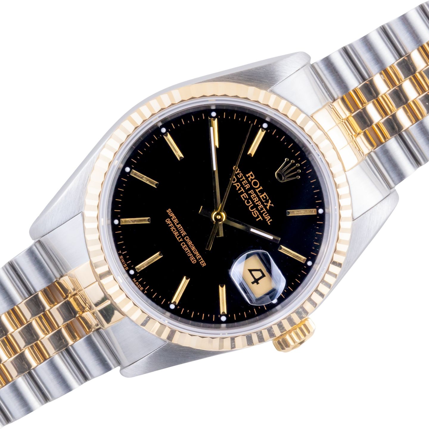 Rolex Datejust 36 16233 (1991) - Zwart wijzerplaat 36mm Goud/Staal (1/8)