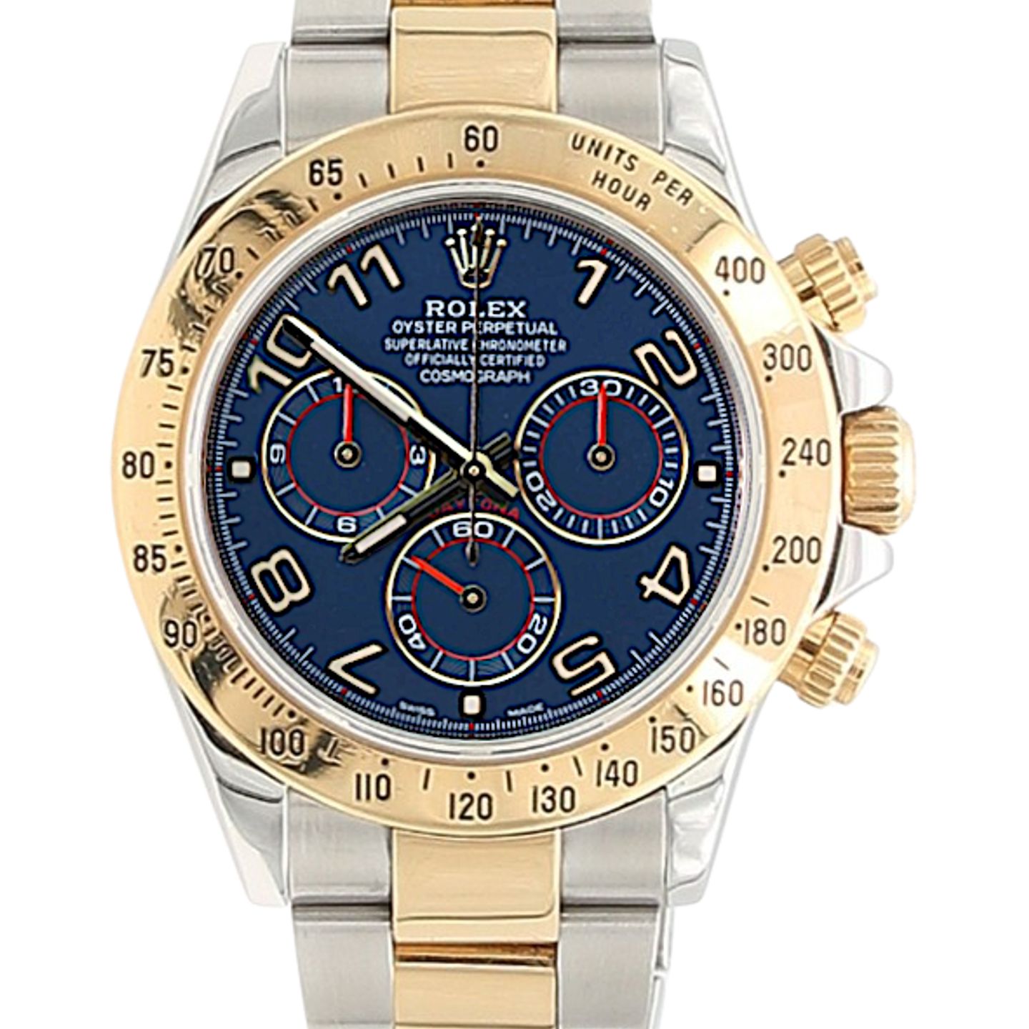 Rolex Daytona 116523 (Onbekend (willekeurig serienummer)) - Blauw wijzerplaat 40mm Goud/Staal (1/8)