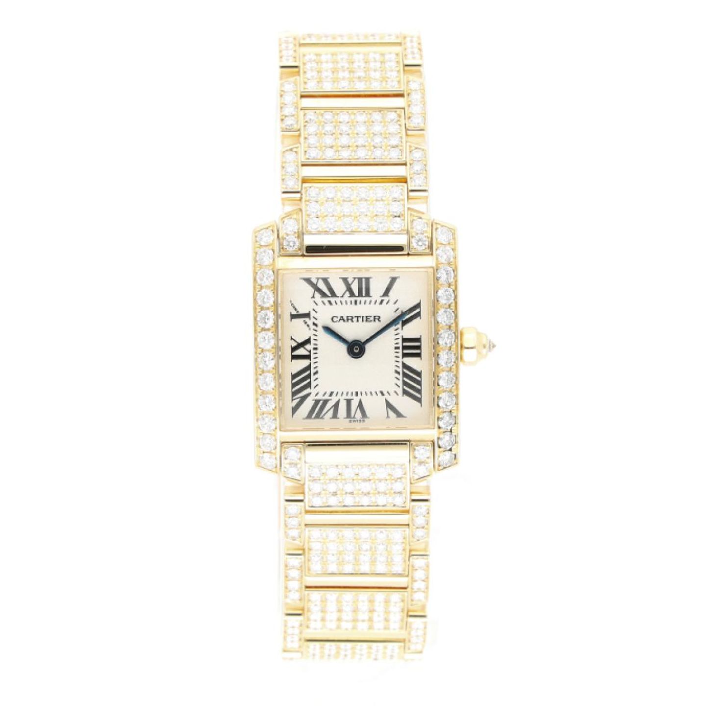 Cartier Tank Française 2385 (2010) - Silver dial 20 mm Yellow Gold case (1/4)