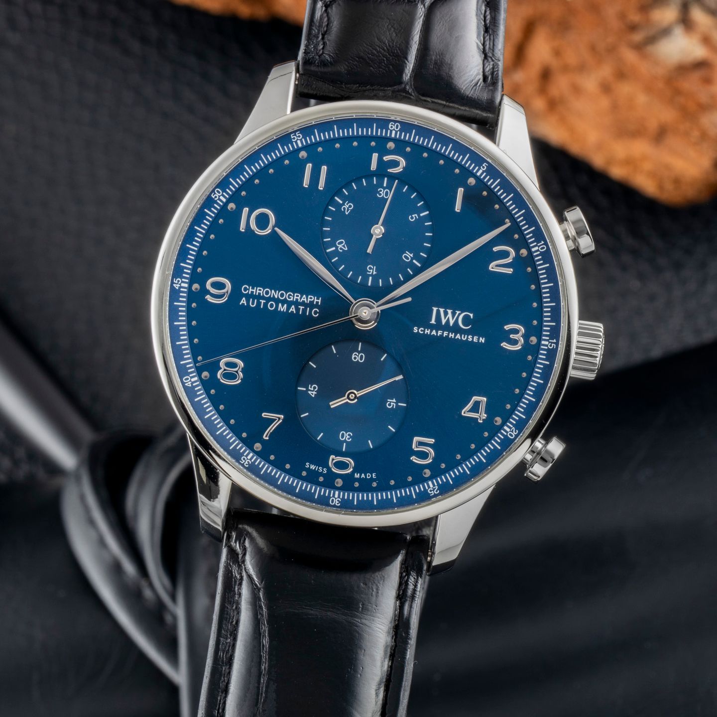 IWC Portuguese Chronograph IW371606 (Unknown (random serial)) - Blue dial 41 mm Steel case (3/8)