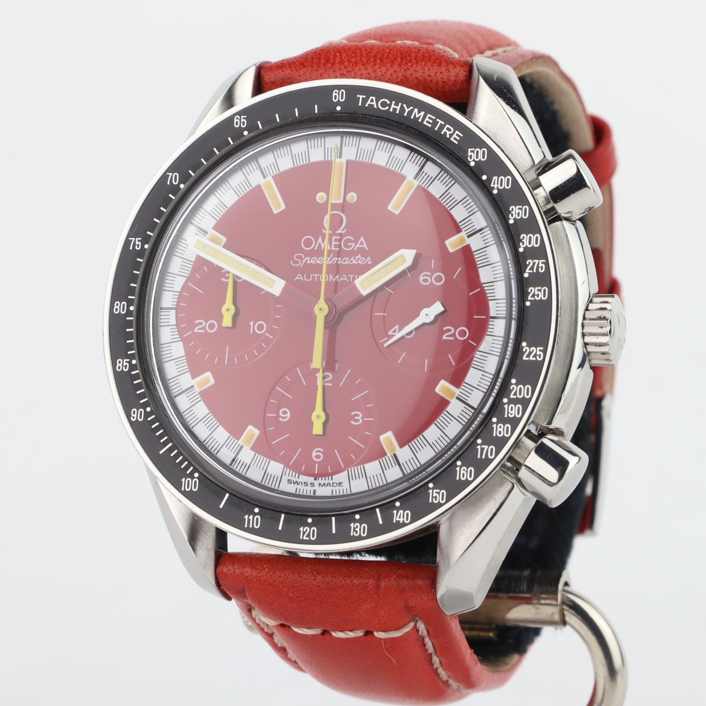 Omega Speedmaster Reduced 3810.61.41 (1996) - Red dial 39 mm Steel case (3/8)