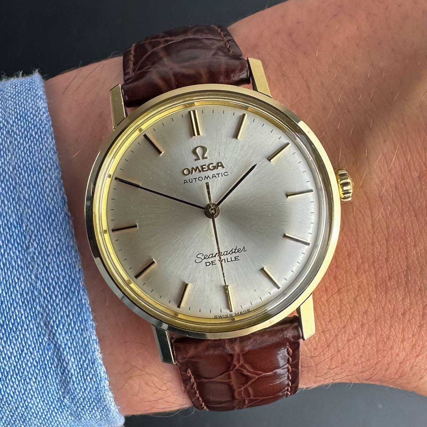 Omega Seamaster 166.020 (1967) - White dial 34 mm Gold/Steel case (2/8)