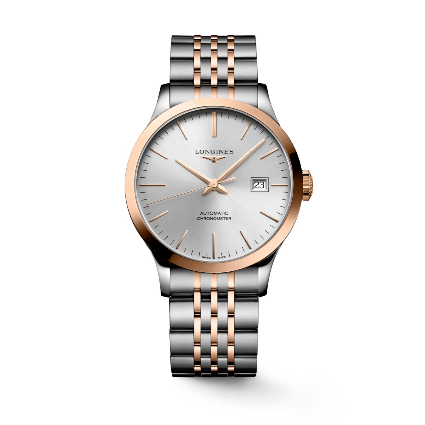 Longines Record L2.820.5.72.7 (2025) - Silver dial 39 mm Gold/Steel case (1/1)