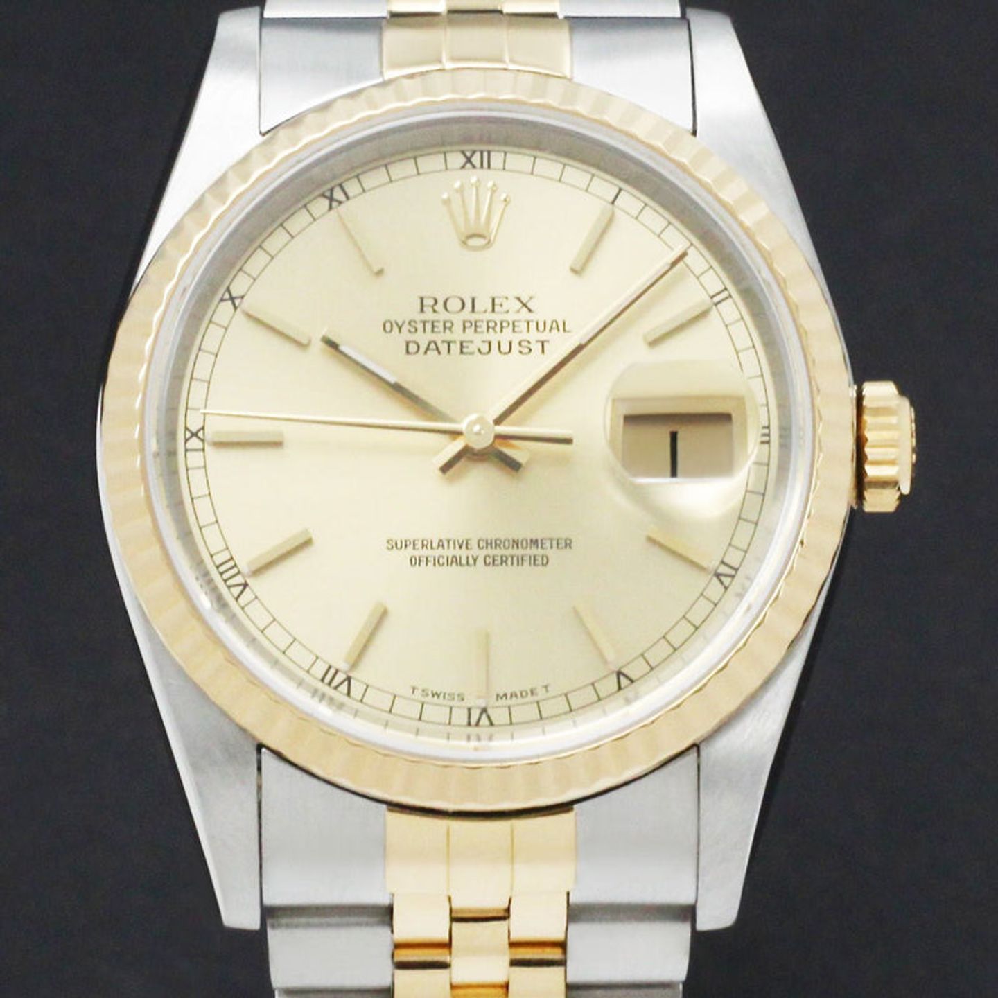 Rolex Datejust 36 16233 (1989) - Gold dial 36 mm Gold/Steel case (1/7)