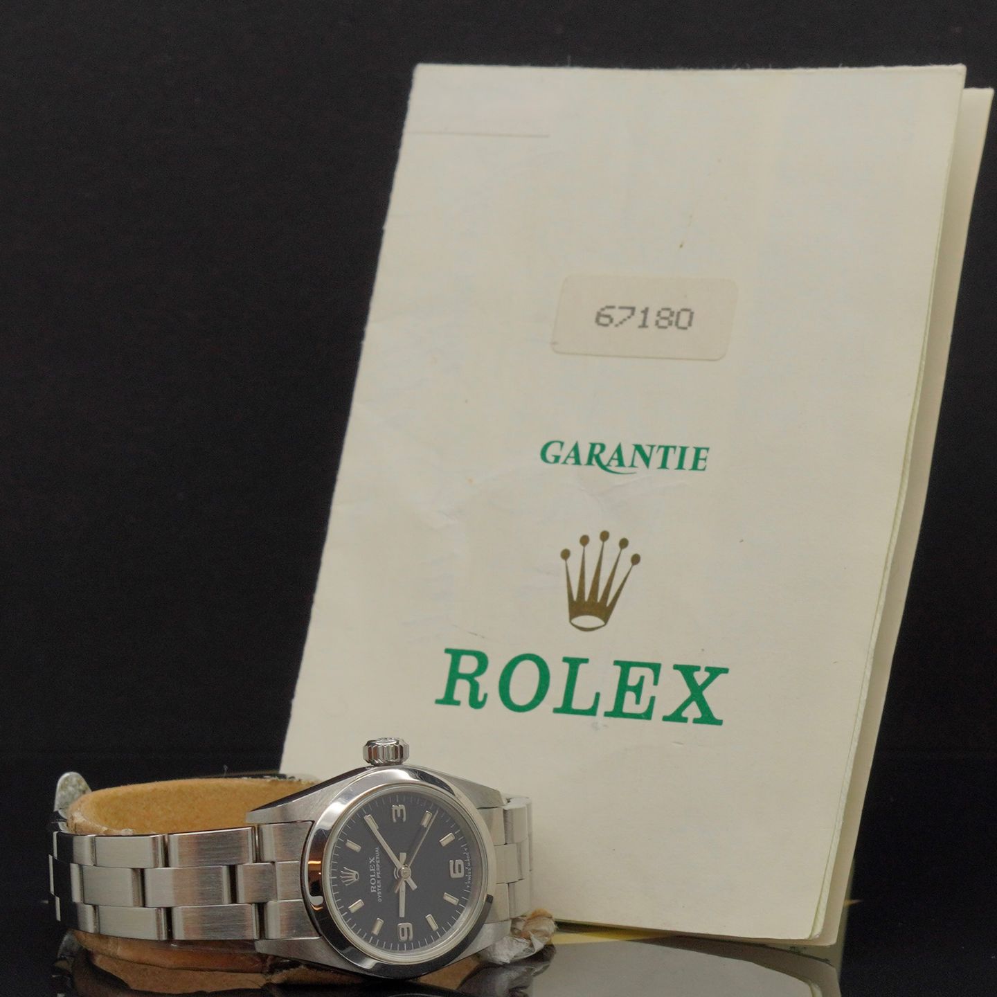 Rolex Oyster Perpetual 67180 (1996) - Black dial 26 mm Steel case (5/7)