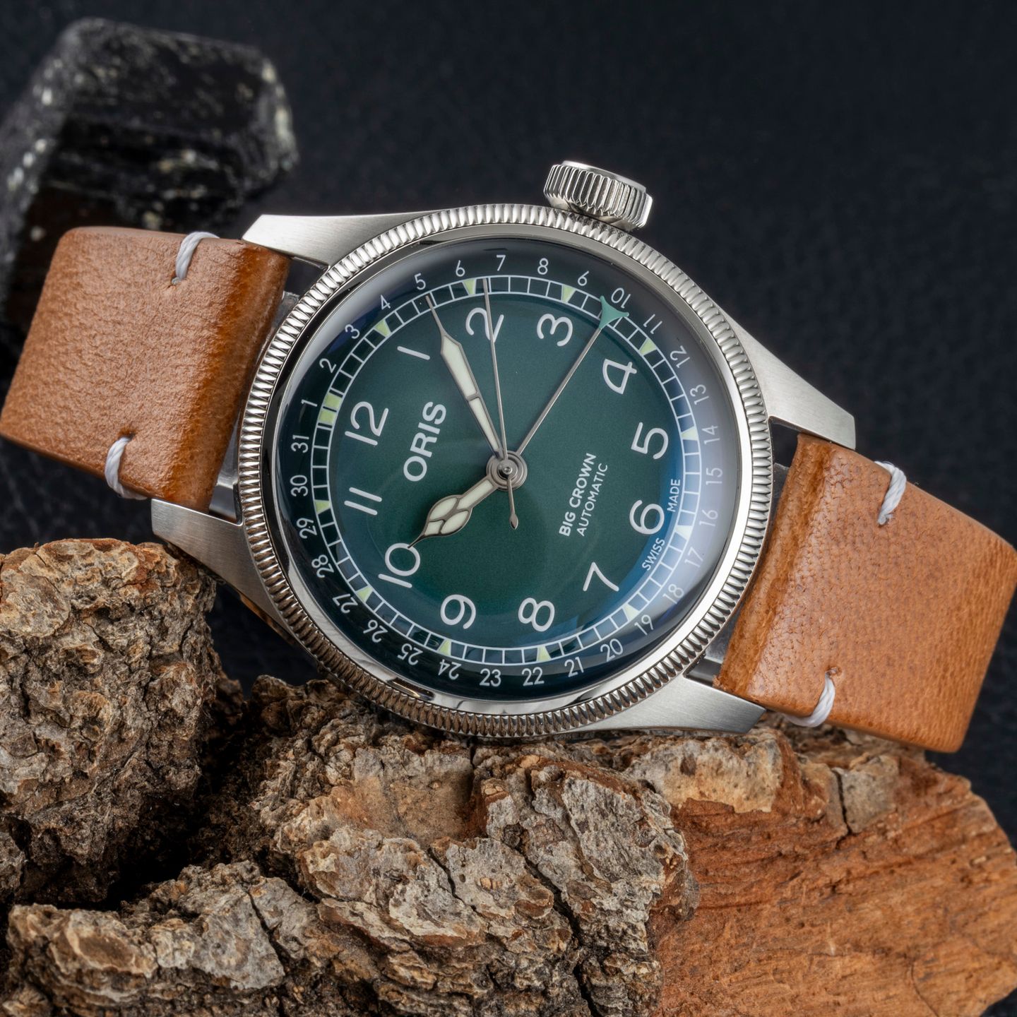 Oris Big Crown Pointer Date 01 754 7779 4067-Set (Unknown (random serial)) - Green dial 38 mm Steel case (2/8)