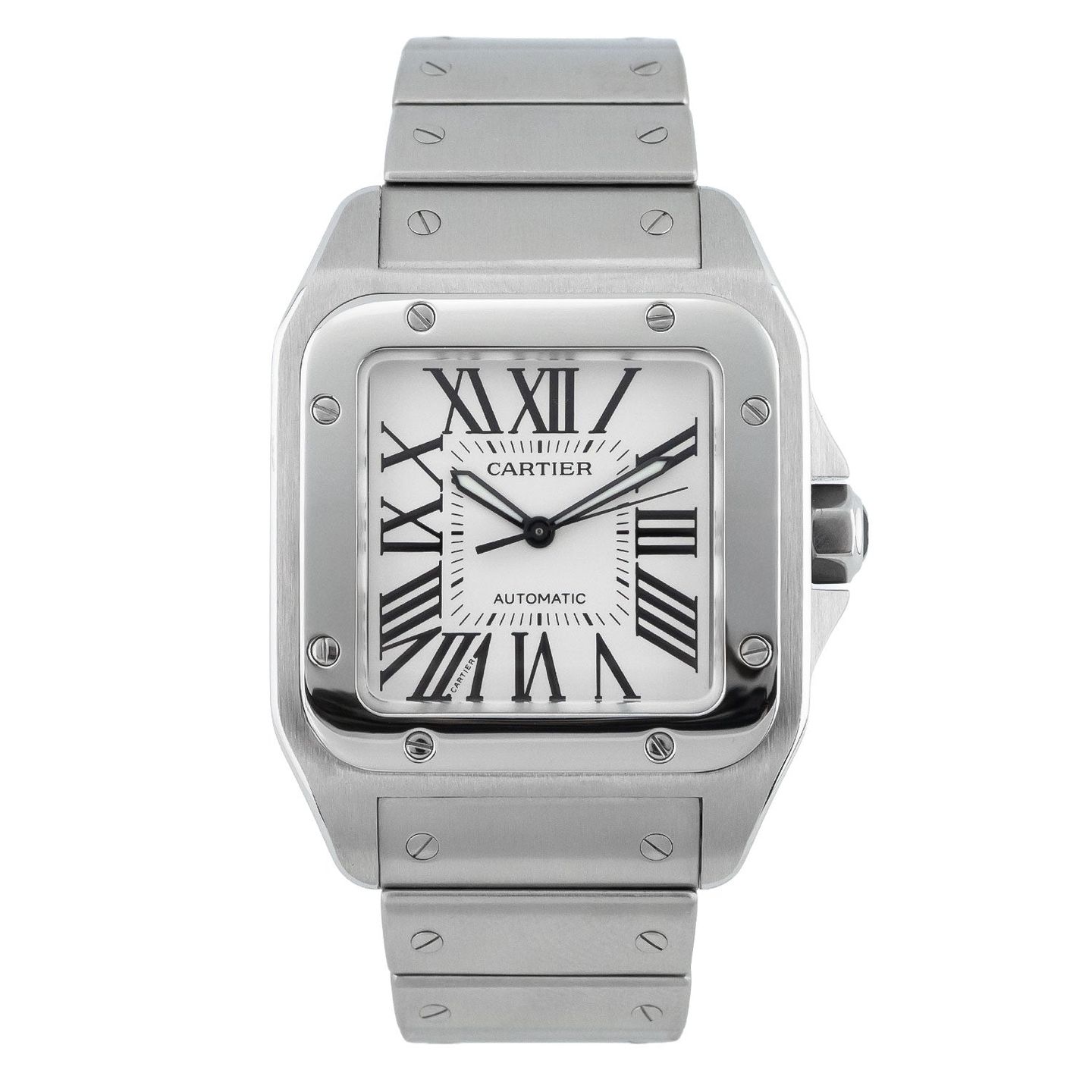 Cartier Santos 100 W200737G (2015) - Zilver wijzerplaat 38mm Staal (1/7)
