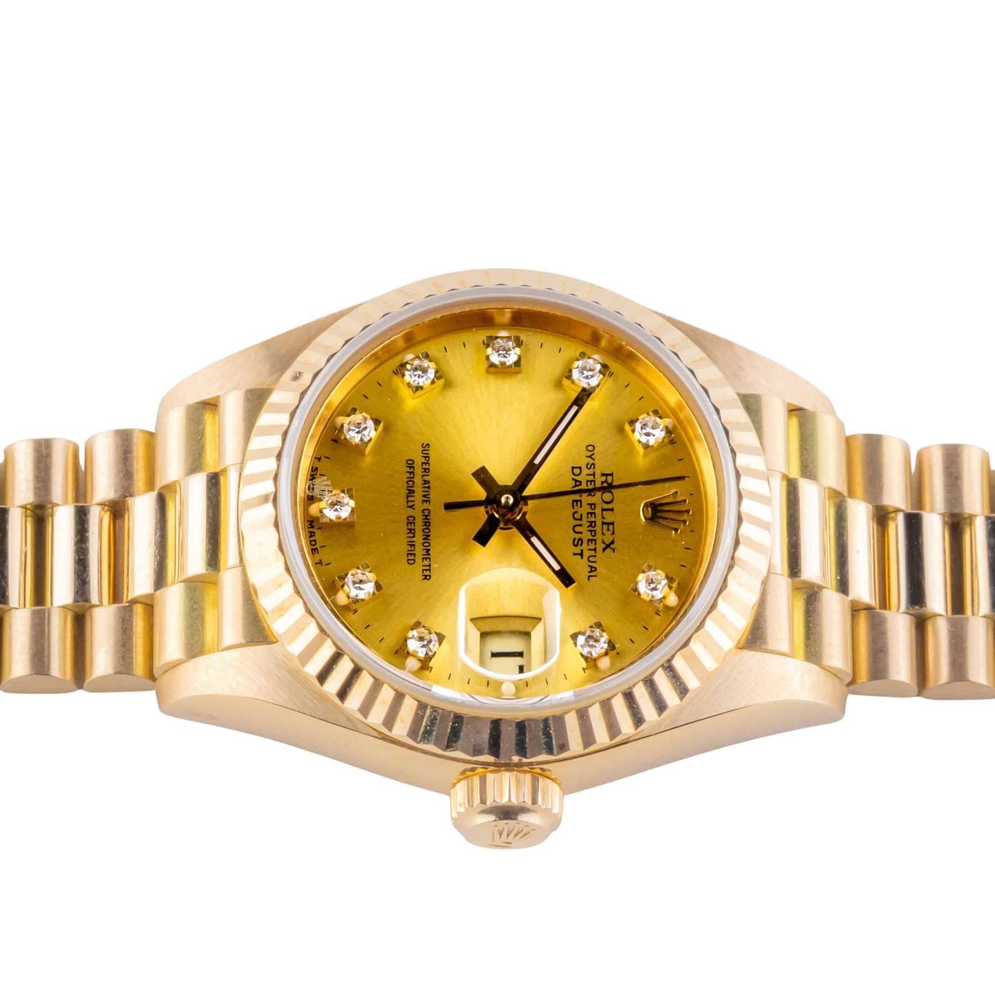 Rolex Lady-Datejust 69178 (1991) - Champagne dial 26 mm Yellow Gold case (6/8)