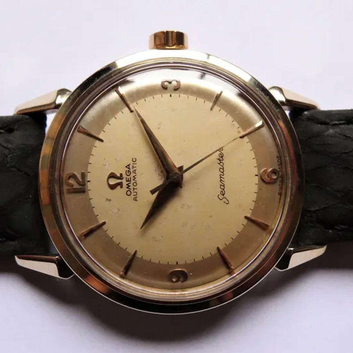 Omega Seamaster 2832-2 SC (1955) - Champagne wijzerplaat 34mm Goud/Staal (2/8)