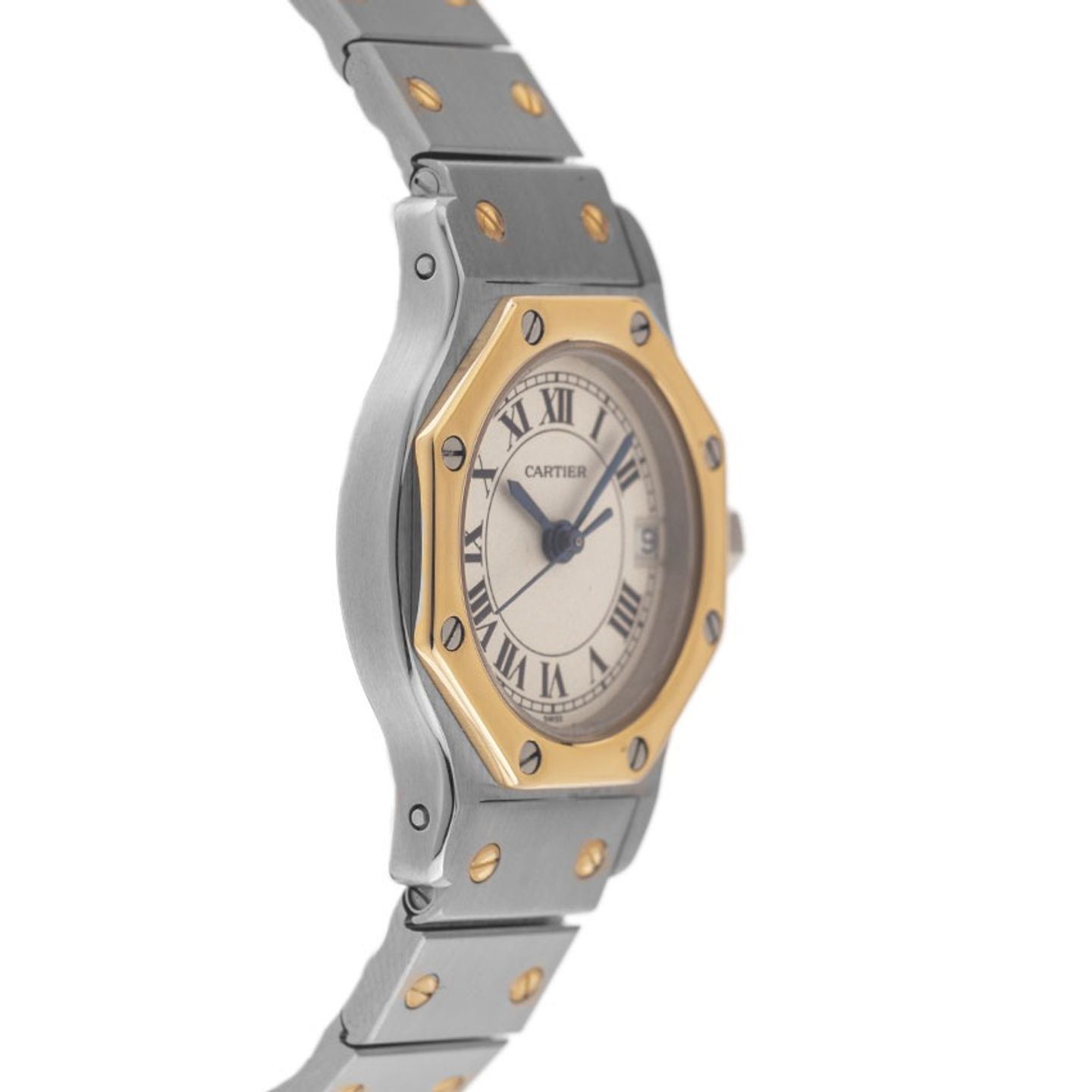 Cartier Santos 187903 (1993) - Beige dial 25 mm Gold/Steel case (5/8)