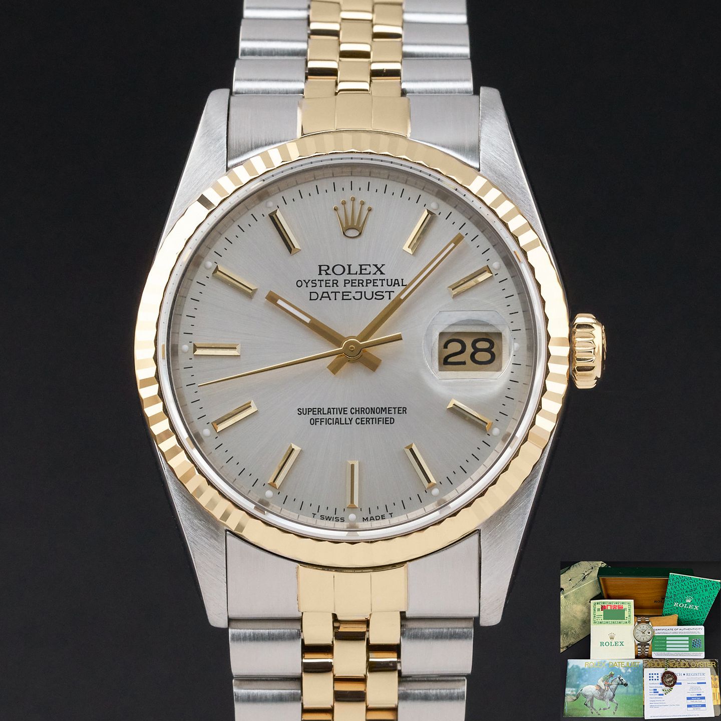 Rolex Datejust 36 16233 (1991) - Silver dial 36 mm Gold/Steel case (1/8)