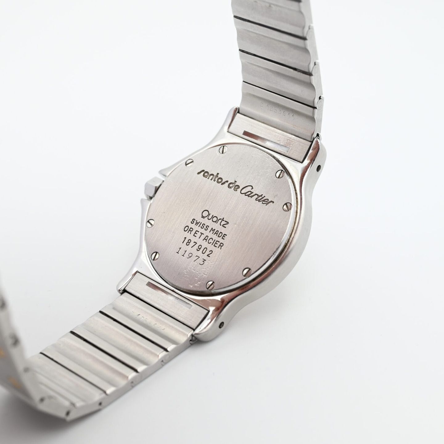 Cartier Santos 187902 (Unknown (random serial)) - Beige dial 30 mm Gold/Steel case (7/8)