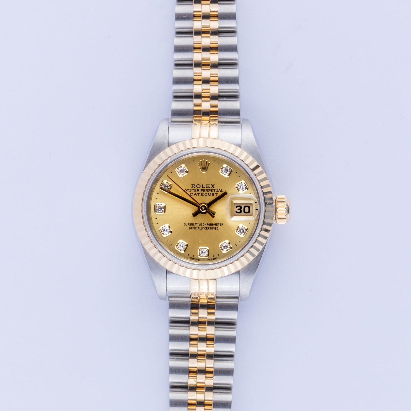 Rolex Lady-Datejust 69173 (1989) - Champagne wijzerplaat 26mm Goud/Staal (3/8)