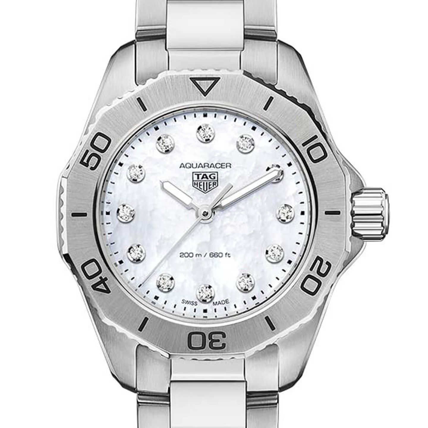 TAG Heuer Aquaracer Lady WBP1416.BA0622 (2023) - White dial 30 mm Steel case (1/3)