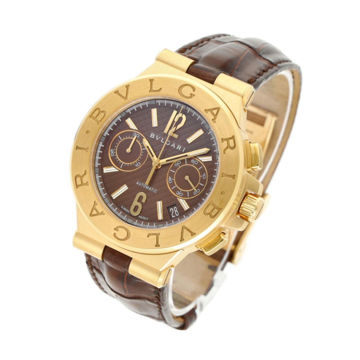 Bulgari Diagono DG 40 G CH (2008) - Bruin wijzerplaat 40mm Witgoud (2/5)