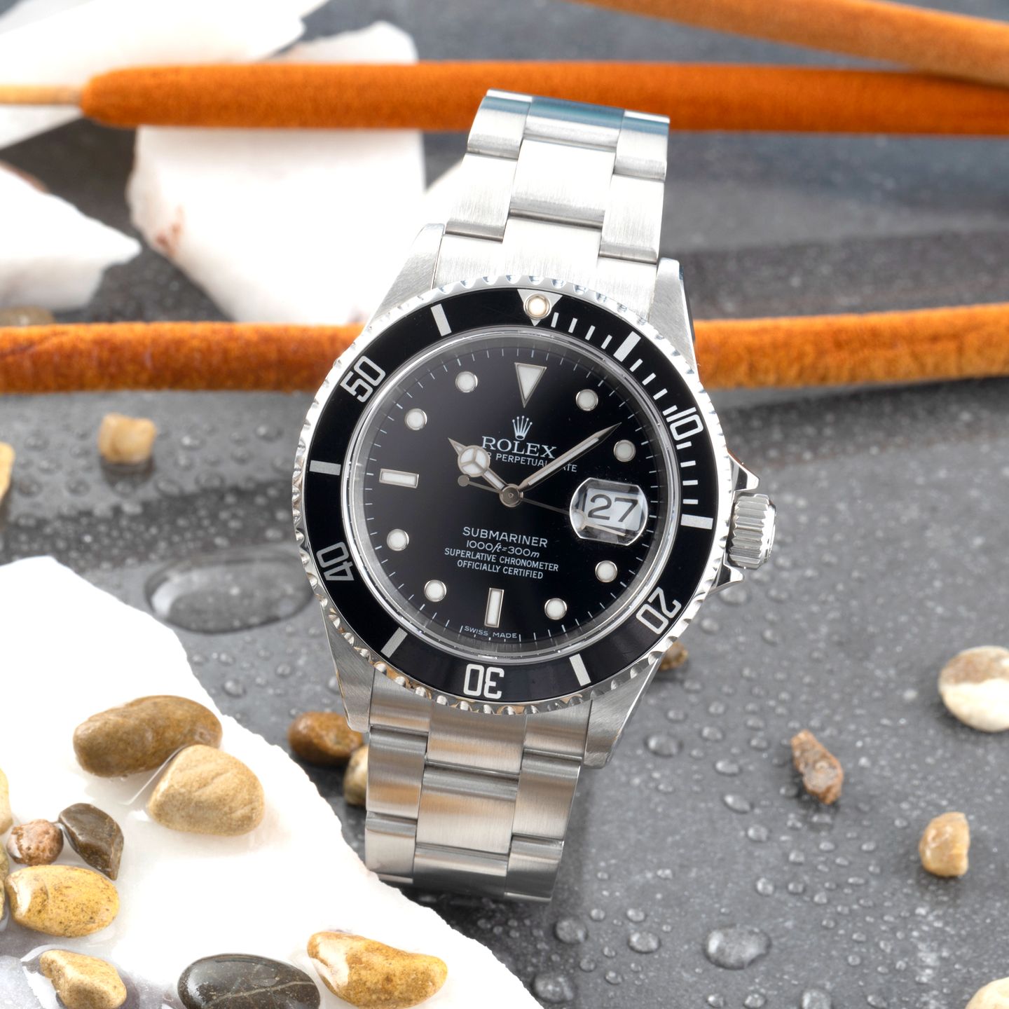 Rolex Submariner Date 16610 (Onbekend (willekeurig serienummer)) - Zwart wijzerplaat 40mm Staal (1/8)