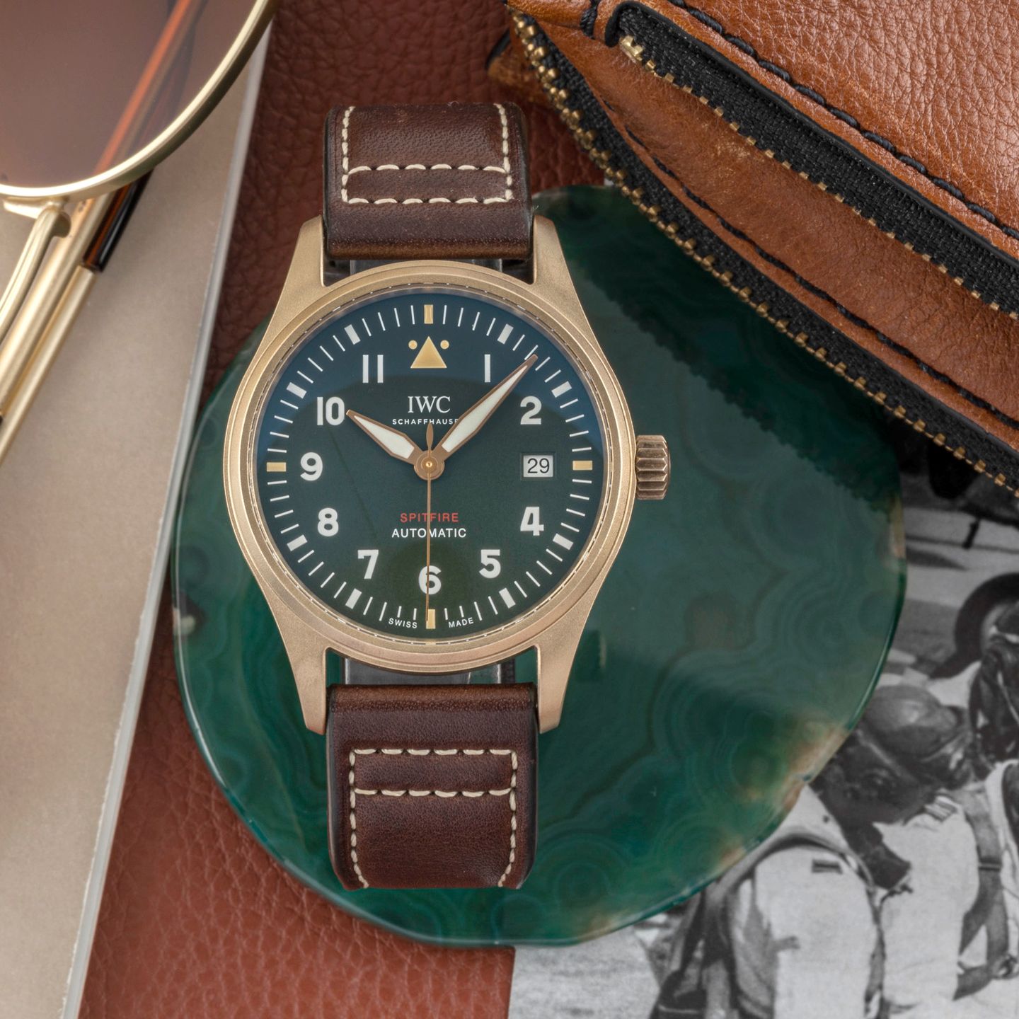 IWC Pilot IW326802 (Onbekend (willekeurig serienummer)) - Groen wijzerplaat 39mm Brons (1/8)