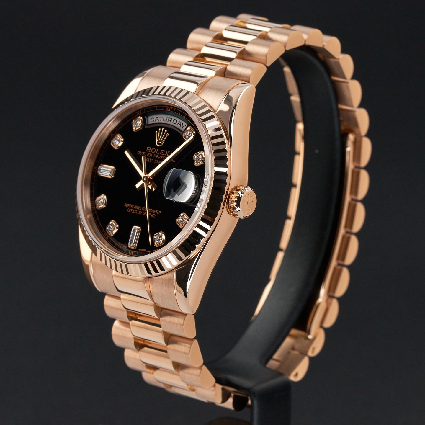 Rolex Day-Date 36 118235 (2006) - Black dial 36 mm Rose Gold case (4/8)