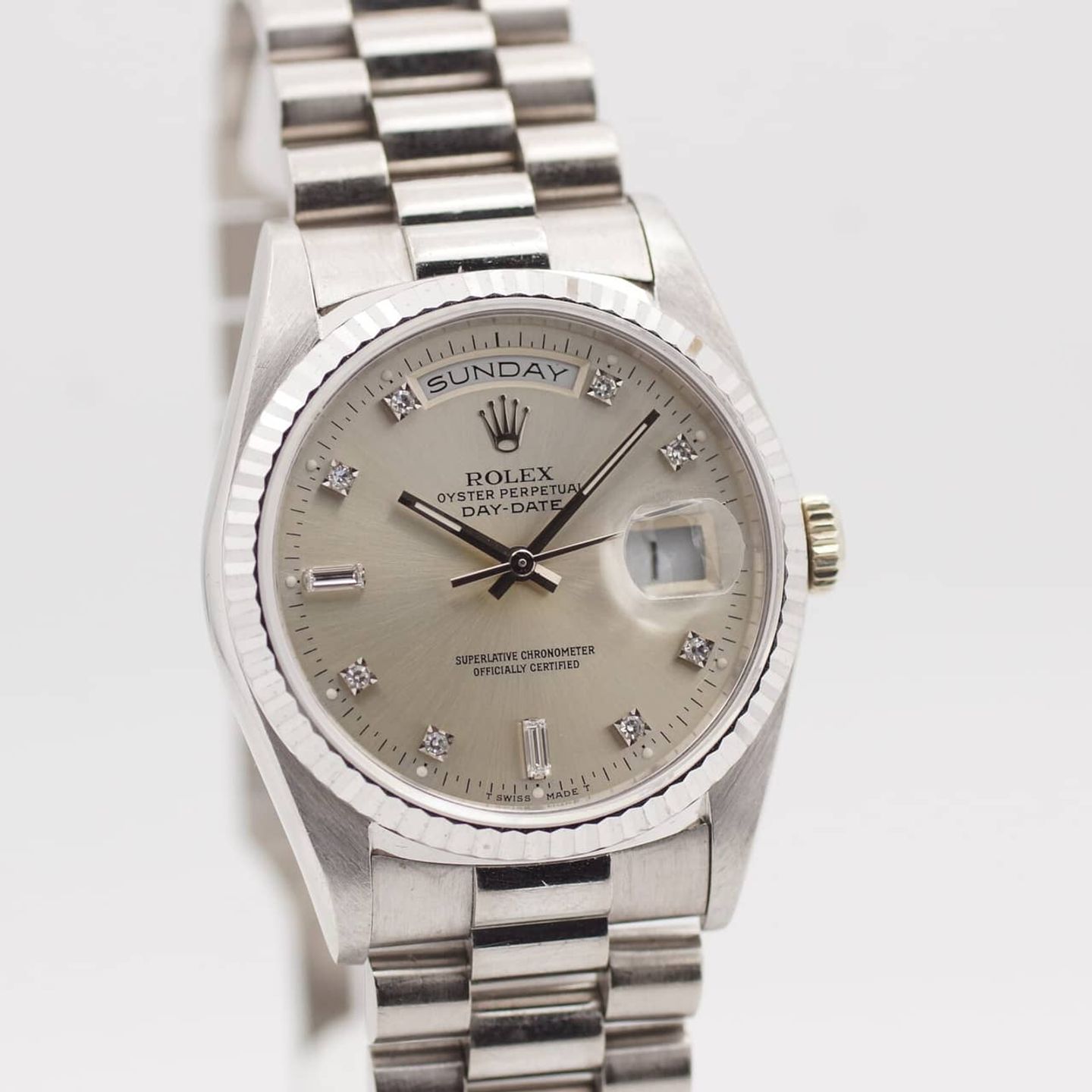 Rolex Day-Date 36 18239 (1991) - Champagne dial 36 mm White Gold case (3/8)