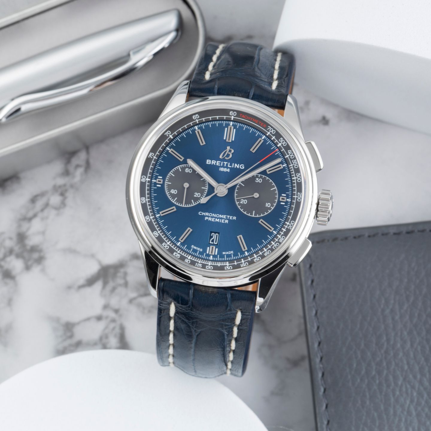 Breitling Premier AB0118A61C1A1 (Unknown (random serial)) - Blue dial 42 mm Steel case (1/8)