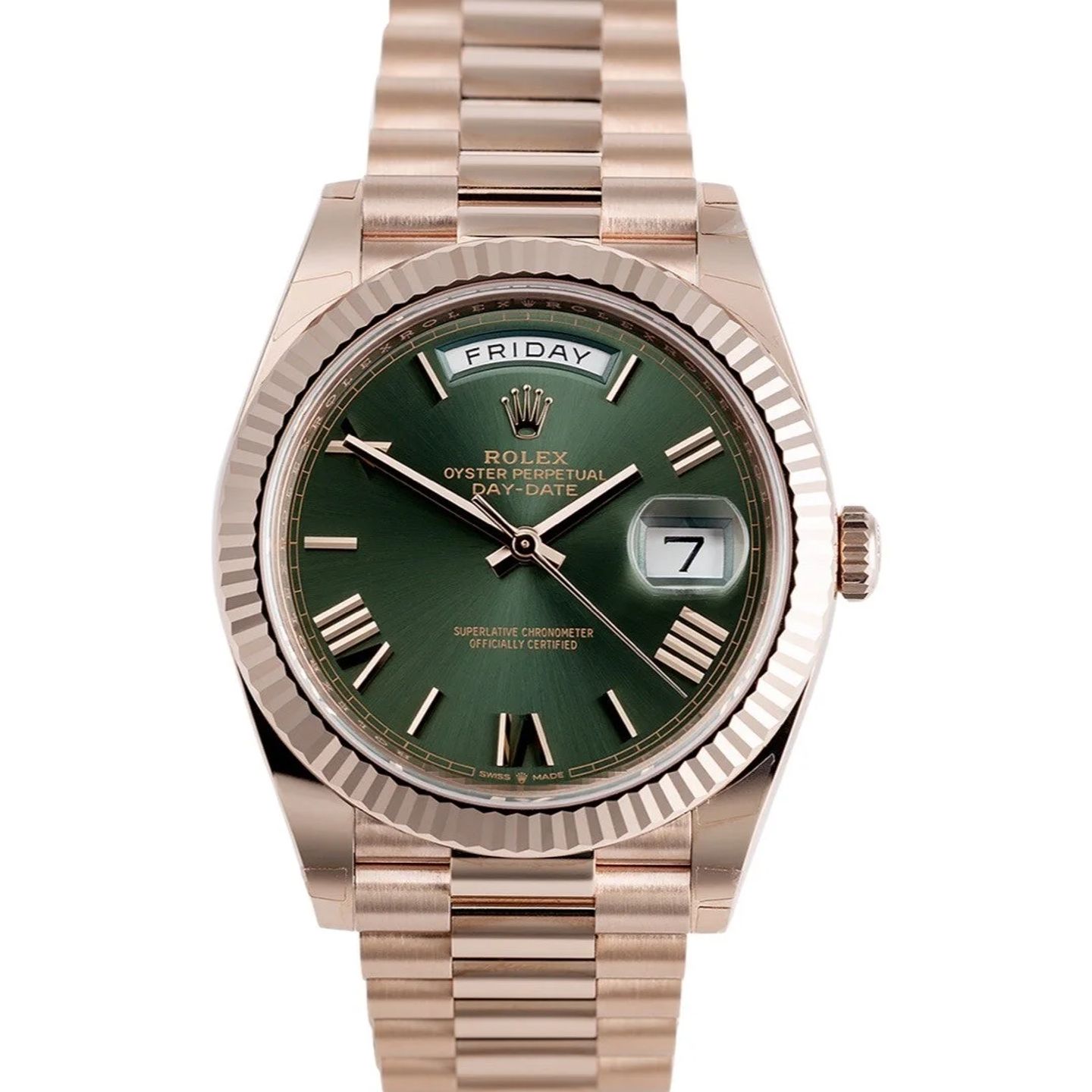 Rolex Day-Date 40 228235 (2021) - Green dial 40 mm Rose Gold case (1/5)