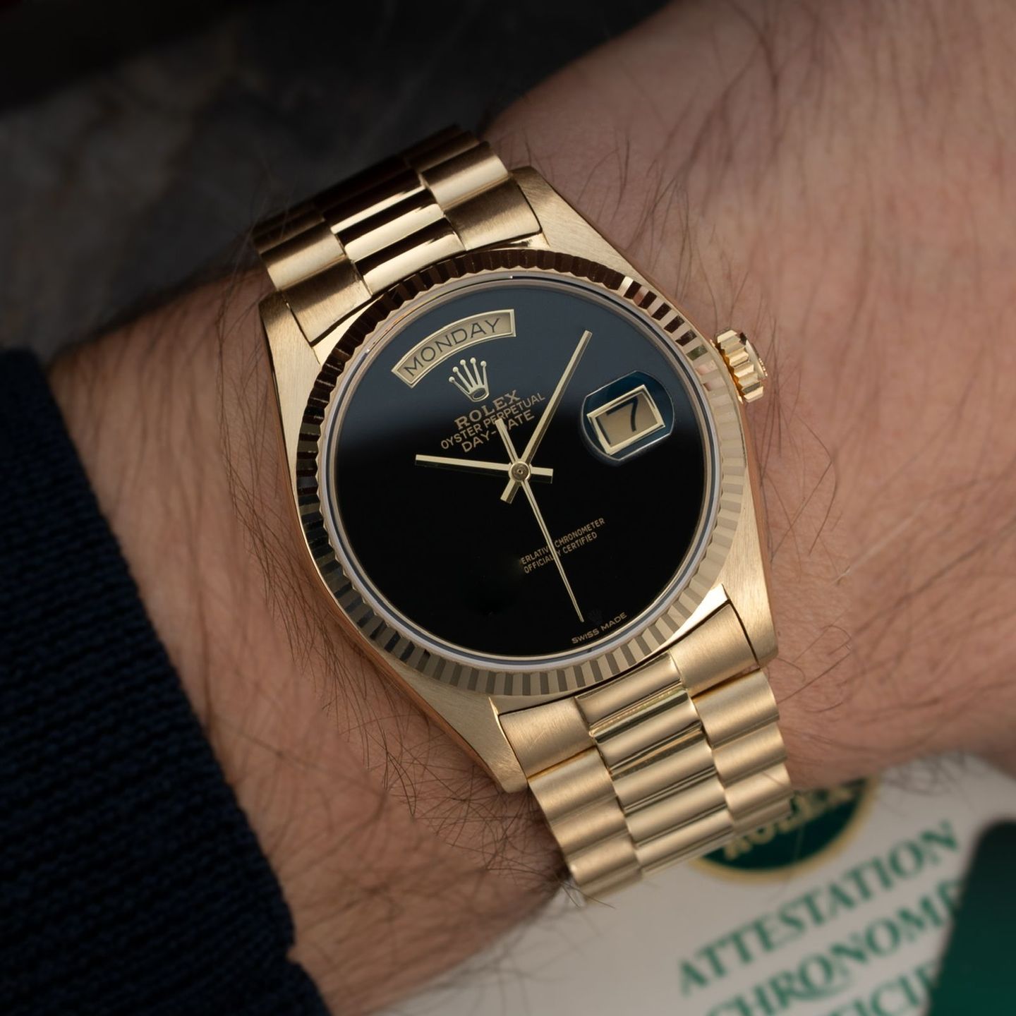 Rolex Day-Date 36 18038 (1978) - Black dial 36 mm Yellow Gold case (6/8)