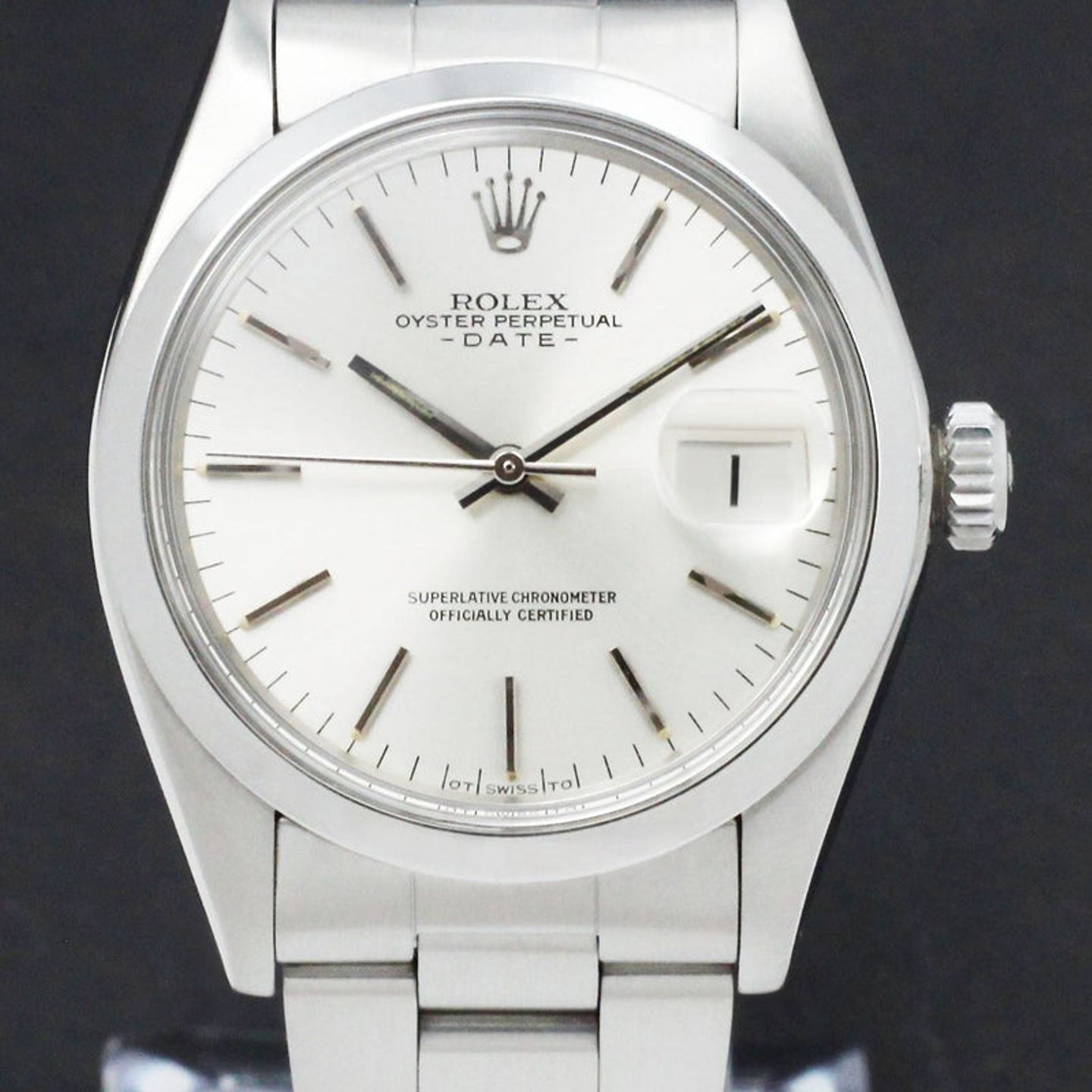 Rolex Oyster Perpetual Date 1500 (1975) - Zilver wijzerplaat 34mm Staal (1/7)