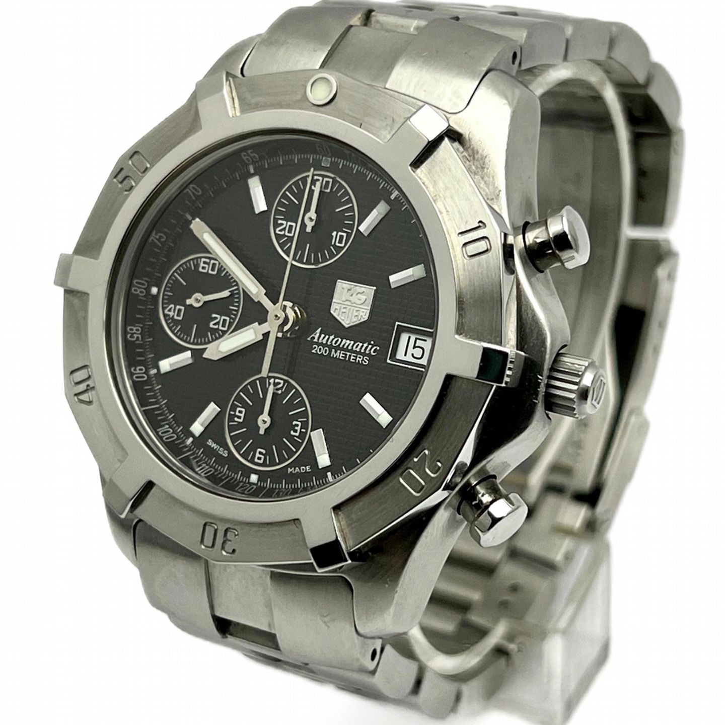 TAG Heuer 2000 CN2111 (Unknown (random serial)) - Black dial 39 mm Steel case (1/8)