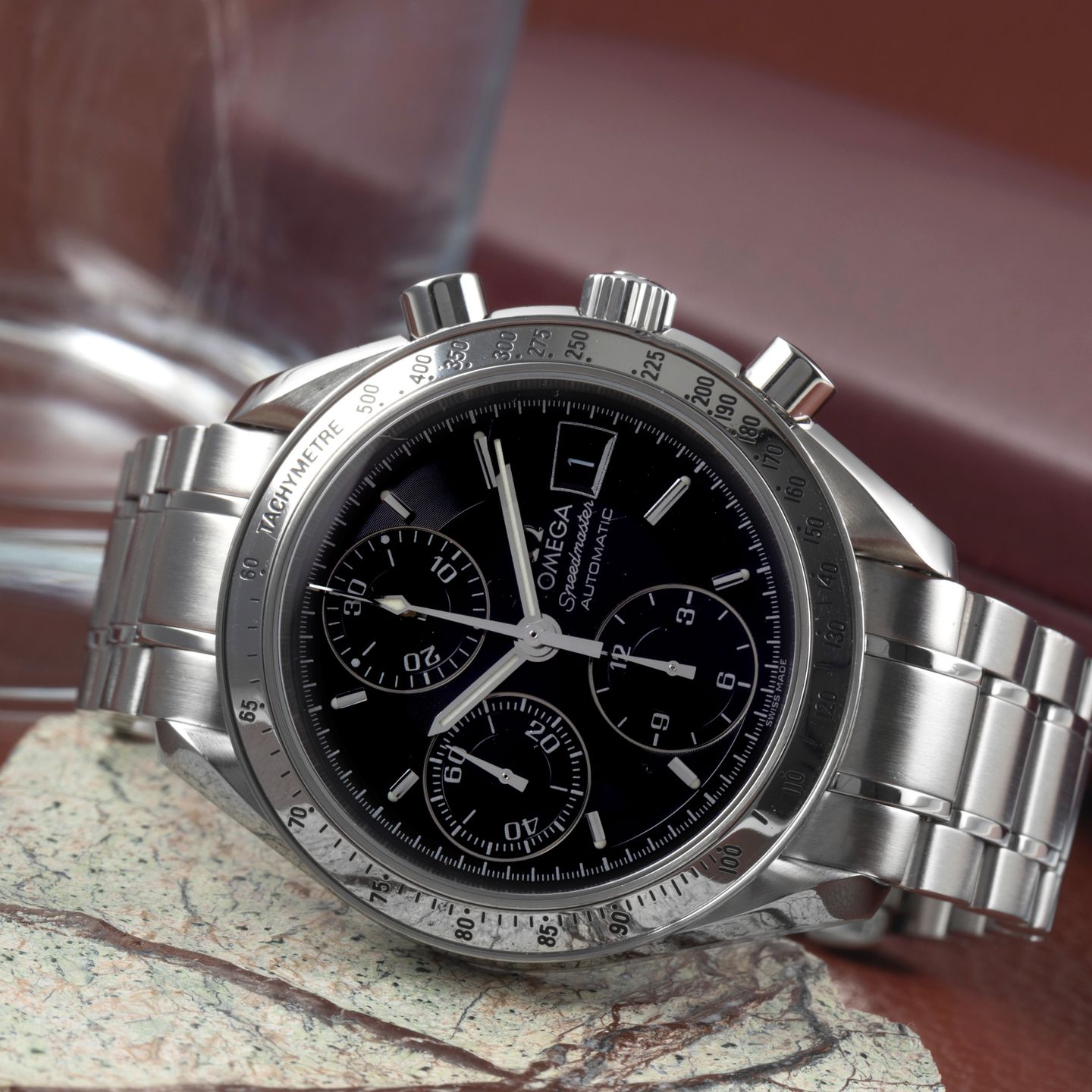 Omega Speedmaster Date 3513.50.00 (Onbekend (willekeurig serienummer)) - Zwart wijzerplaat 39mm Staal (2/8)