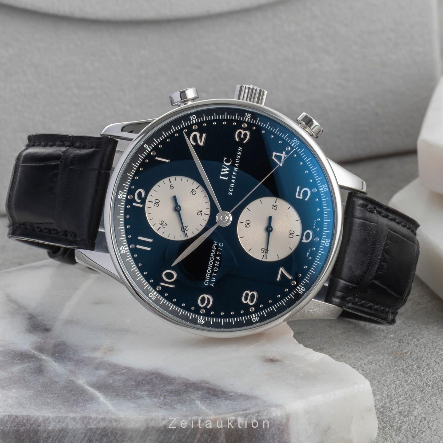 IWC Portuguese Chronograph IW371404 (Unknown (random serial)) - Black dial 41 mm Steel case (2/8)