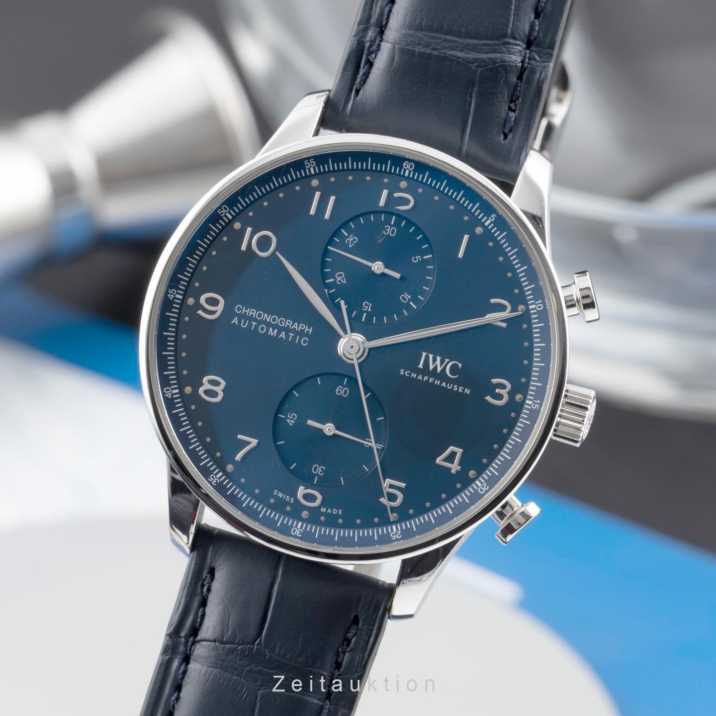 IWC Portuguese Chronograph IW371606 (Unknown (random serial)) - Blue dial 41 mm Steel case (1/8)