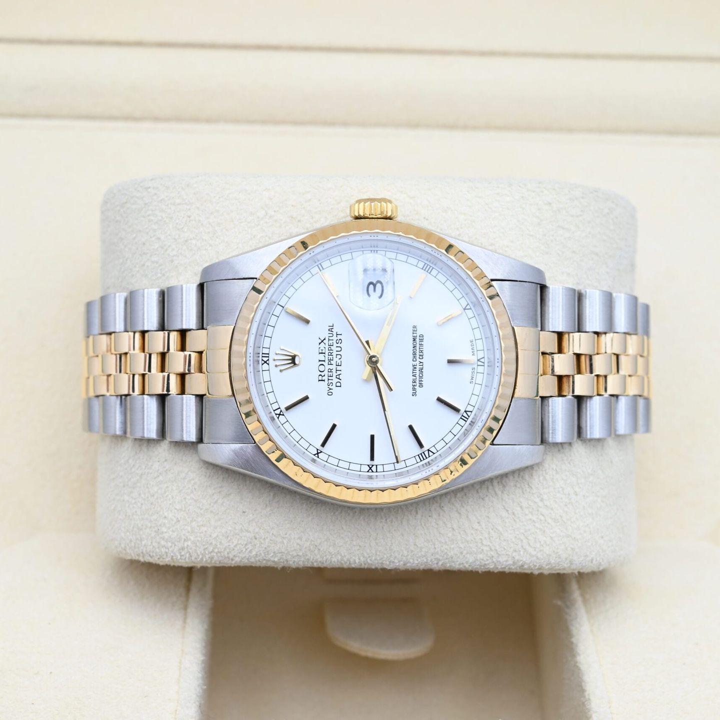 Rolex Datejust 36 16233 (1990) - Wit wijzerplaat 36mm Goud/Staal (4/6)